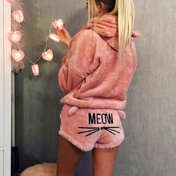 Other - NWOT Meow Shorts and Matching Hoodie with Ears